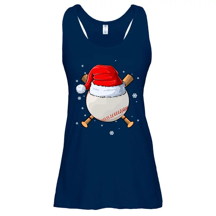 Baseball Lover Santa Christmas Holiday Ladies Essential Flowy Tank