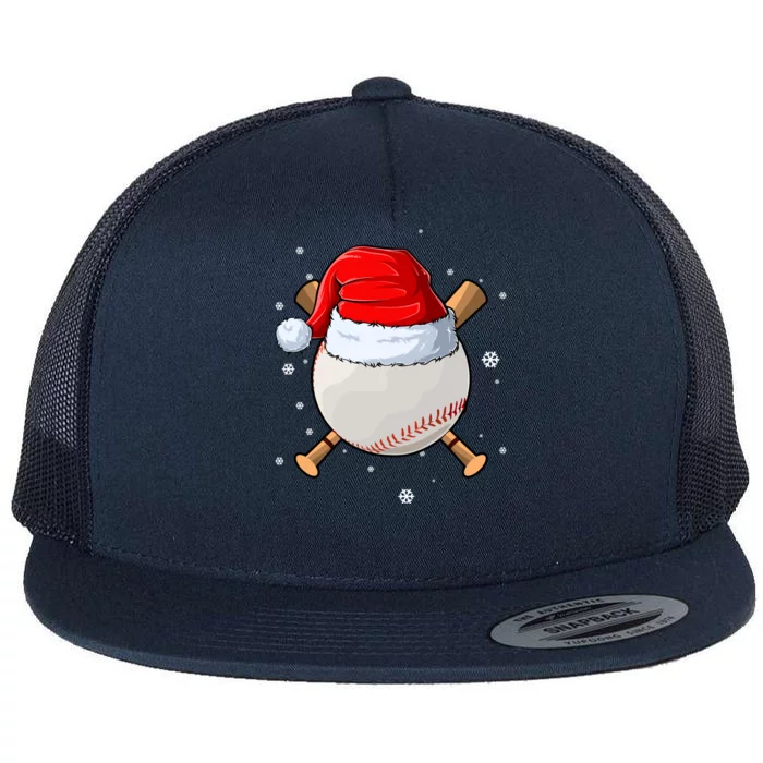 Baseball Lover Santa Christmas Holiday Flat Bill Trucker Hat