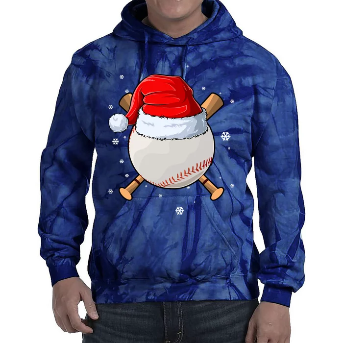 Baseball Lover Santa Christmas Holiday Tie Dye Hoodie