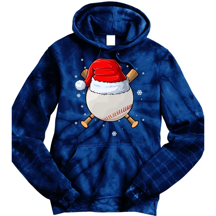 Baseball Lover Santa Christmas Holiday Tie Dye Hoodie