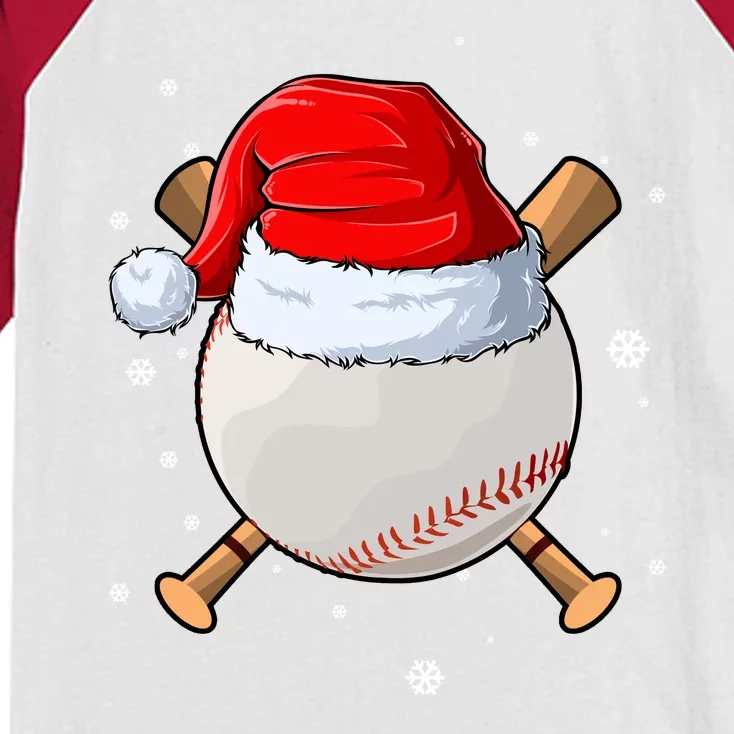 Baseball Lover Santa Christmas Holiday Kids Colorblock Raglan Jersey