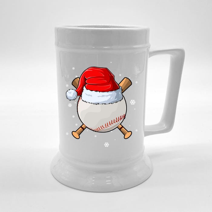 Baseball Lover Santa Christmas Holiday Front & Back Beer Stein