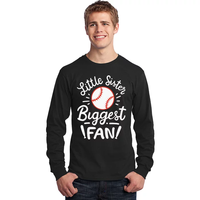 Baseball Little Sister Biggest Fan Long Sleeve Shirt