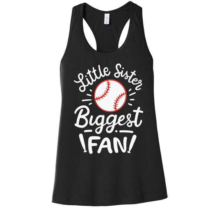 Baseball Little Sister Biggest Fan Women's Racerback Tank