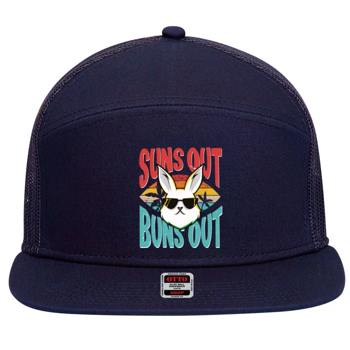 Bunny Lover Suns Out Buns Out Gift 7 Panel Mesh Trucker Snapback Hat