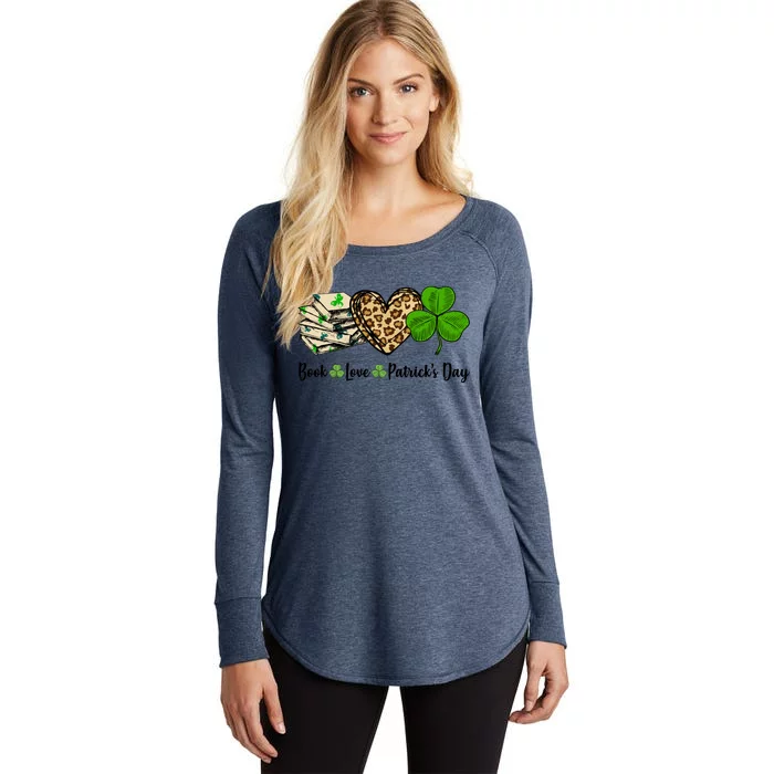 Book Love Shamrock Leopard Heart Book Lover St Patrick's Day Funny Gift Women's Perfect Tri Tunic Long Sleeve Shirt