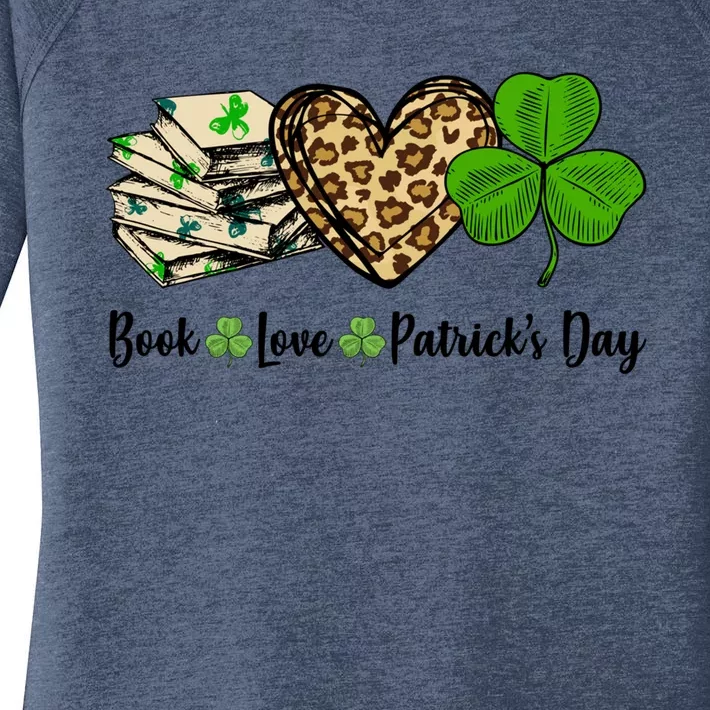 Book Love Shamrock Leopard Heart Book Lover St Patrick's Day Funny Gift Women's Perfect Tri Tunic Long Sleeve Shirt