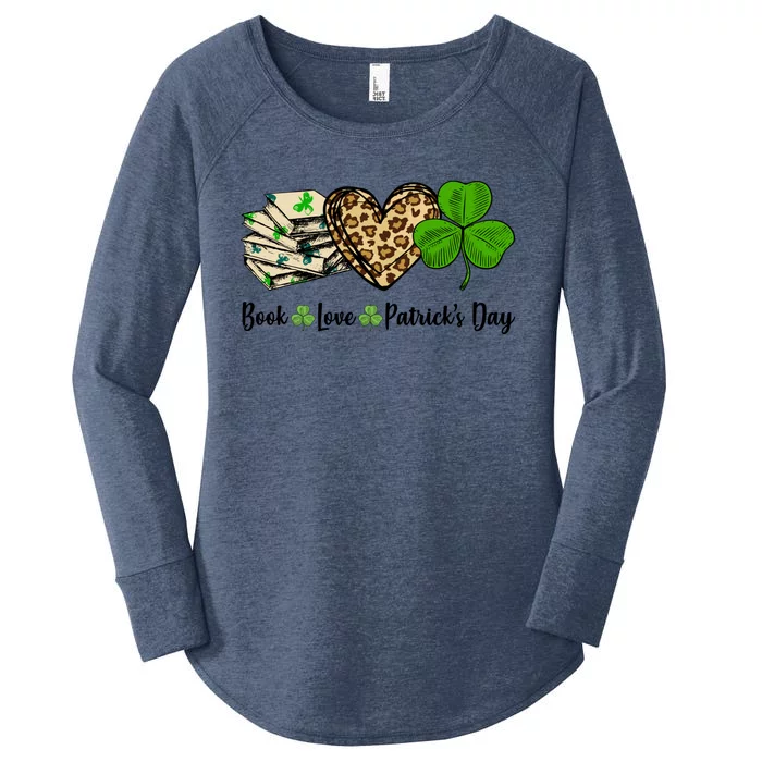 Book Love Shamrock Leopard Heart Book Lover St Patrick's Day Funny Gift Women's Perfect Tri Tunic Long Sleeve Shirt