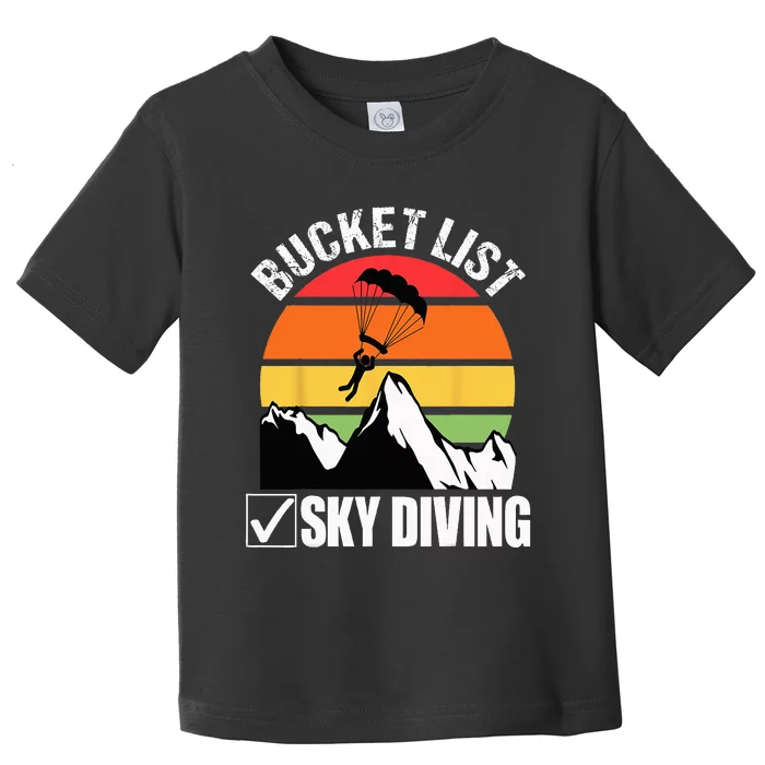 Bucket List Sky Diving Vintage Skydiver Skydiving Parachute Toddler T-Shirt