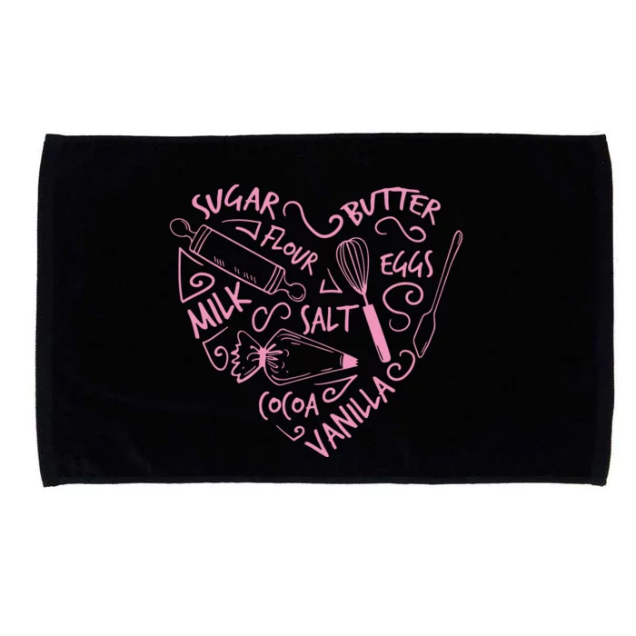 Baking Love Sugar Butter Flour Heart Cake Pastry Chef Baker Microfiber Hand Towel