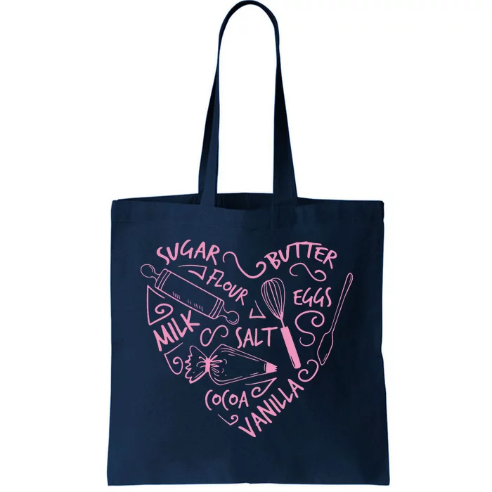 Baking Love Sugar Butter Flour Heart Cake Pastry Chef Baker Tote Bag