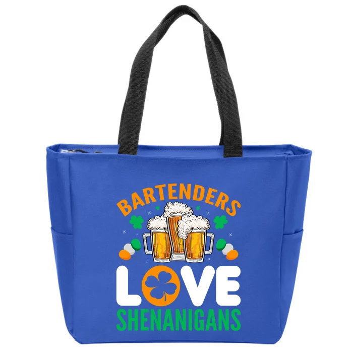 Bartenders Love Shenanigans Funny St Patricks Day Gift Zip Tote Bag