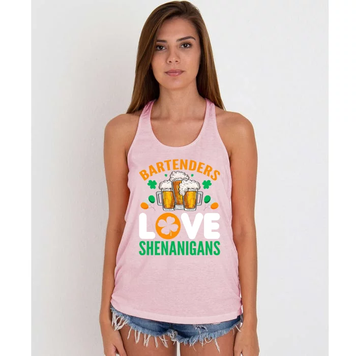 Bartenders Love Shenanigans Funny St Patricks Day Gift Women's Knotted Racerback Tank