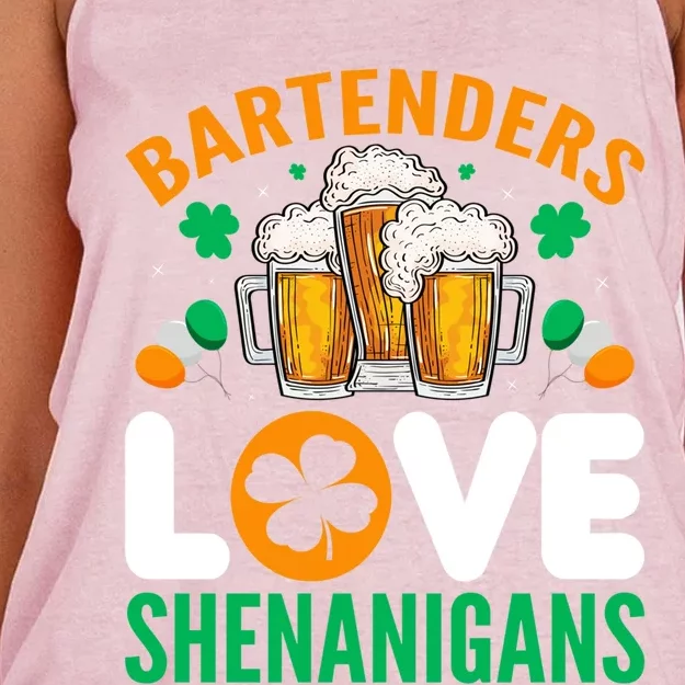 Bartenders Love Shenanigans Funny St Patricks Day Gift Women's Knotted Racerback Tank