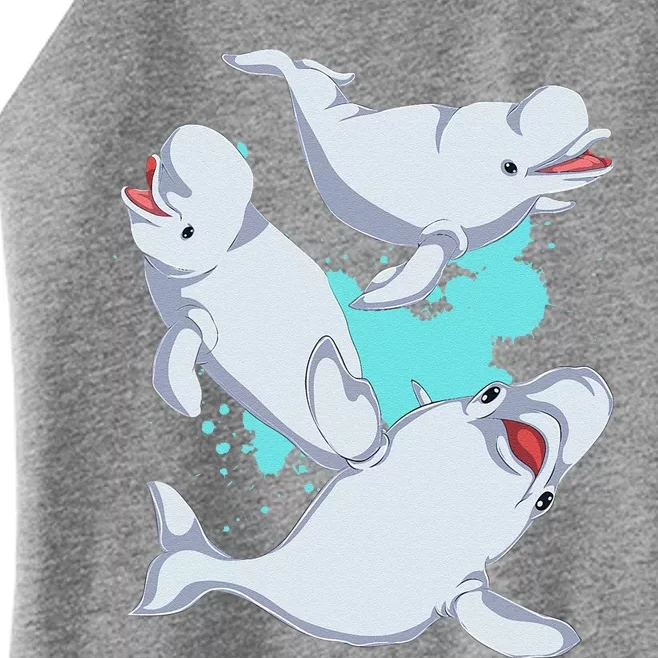 Beluga Lover Sea Creature Ocean Mammal Animal Beluga Whale Women’s Perfect Tri Rocker Tank