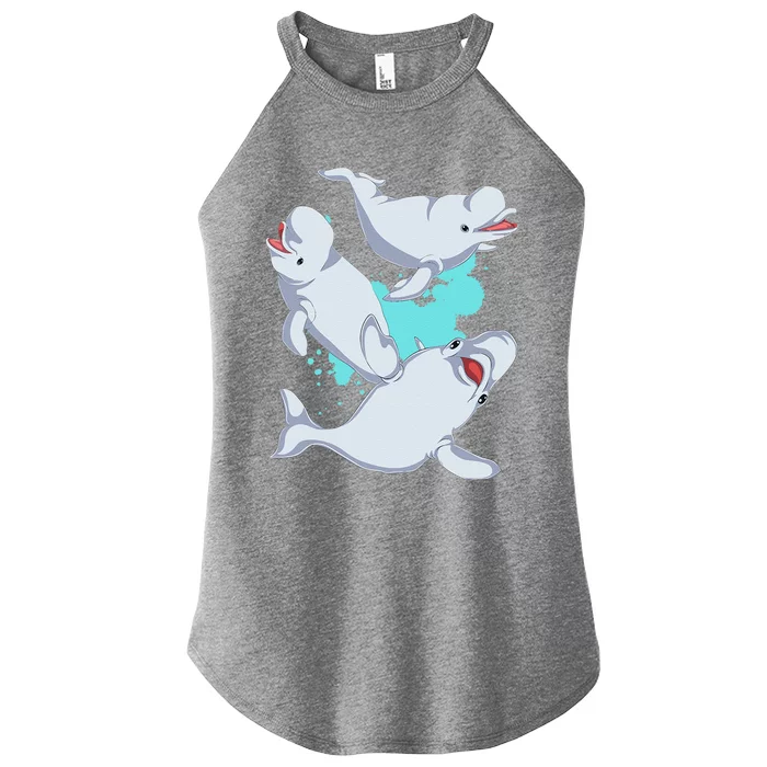 Beluga Lover Sea Creature Ocean Mammal Animal Beluga Whale Women’s Perfect Tri Rocker Tank