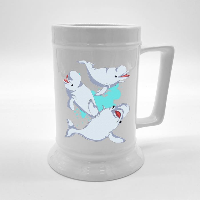 Beluga Lover Sea Creature Ocean Mammal Animal Beluga Whale Front & Back Beer Stein