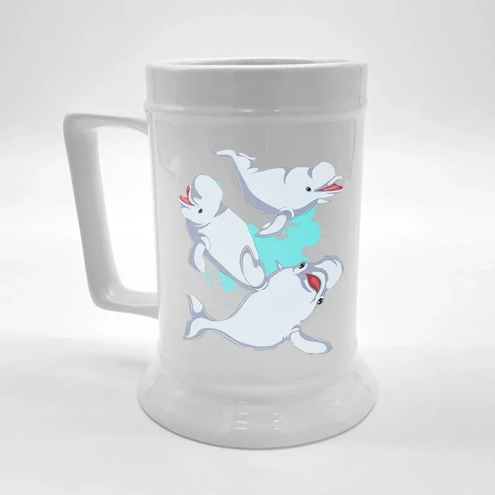 Beluga Lover Sea Creature Ocean Mammal Animal Beluga Whale Front & Back Beer Stein