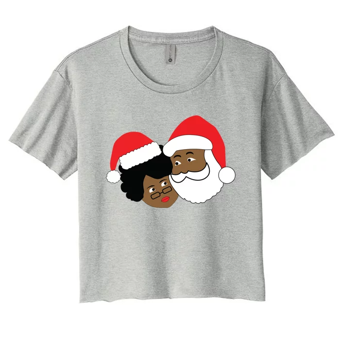 Black Loving Santa Claus And Mrs Claus Ethnic Christmas Meaningful Gift Women's Crop Top Tee