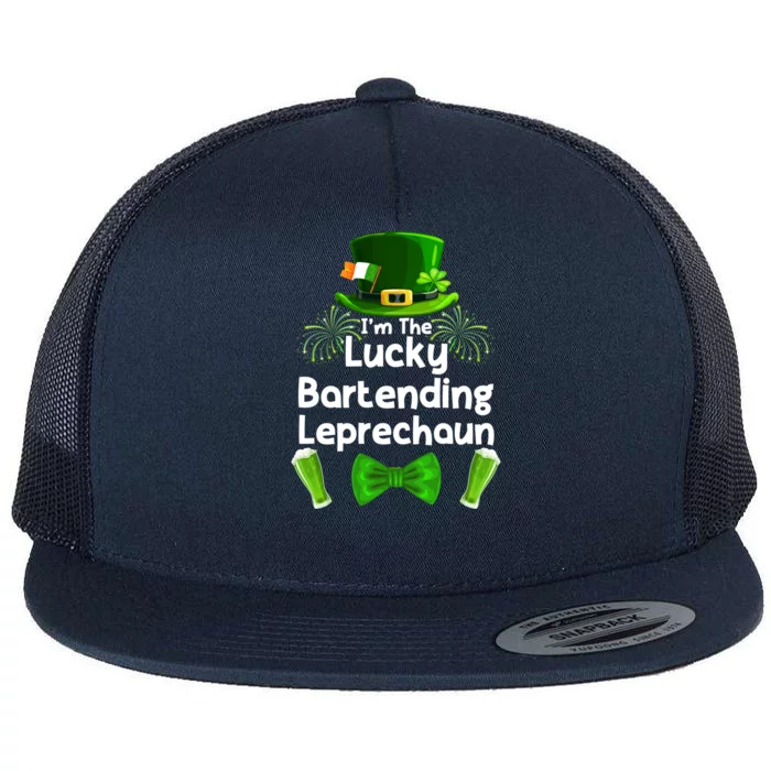 Bartending Leprechaun St Patrick's Day Bartender Funny Gift Flat Bill Trucker Hat