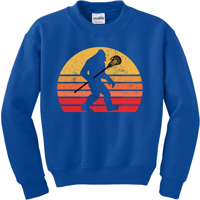 Bigfoot Lacrosse Stick Vintage Surf Sun Funny Lax Gift Kids Sweatshirt