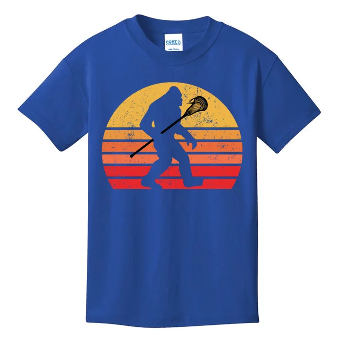 Bigfoot Lacrosse Stick Vintage Surf Sun Funny Lax Gift Kids T-Shirt