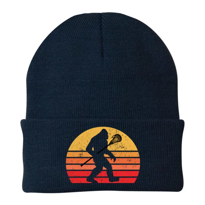 Bigfoot Lacrosse Stick Vintage Surf Sun Funny Lax Gift Knit Cap Winter Beanie