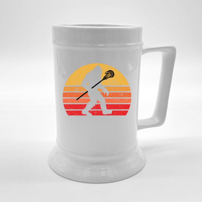 Bigfoot Lacrosse Stick Vintage Surf Sun Funny Lax Gift Front & Back Beer Stein