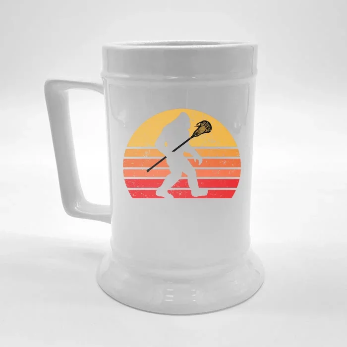 Bigfoot Lacrosse Stick Vintage Surf Sun Funny Lax Gift Front & Back Beer Stein