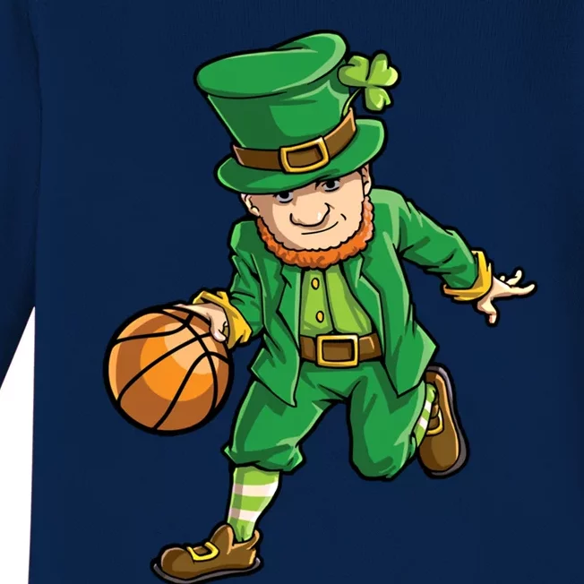 Basketball Leprechaun St Patricks Day Sports Funny Gift Baby Long Sleeve Bodysuit