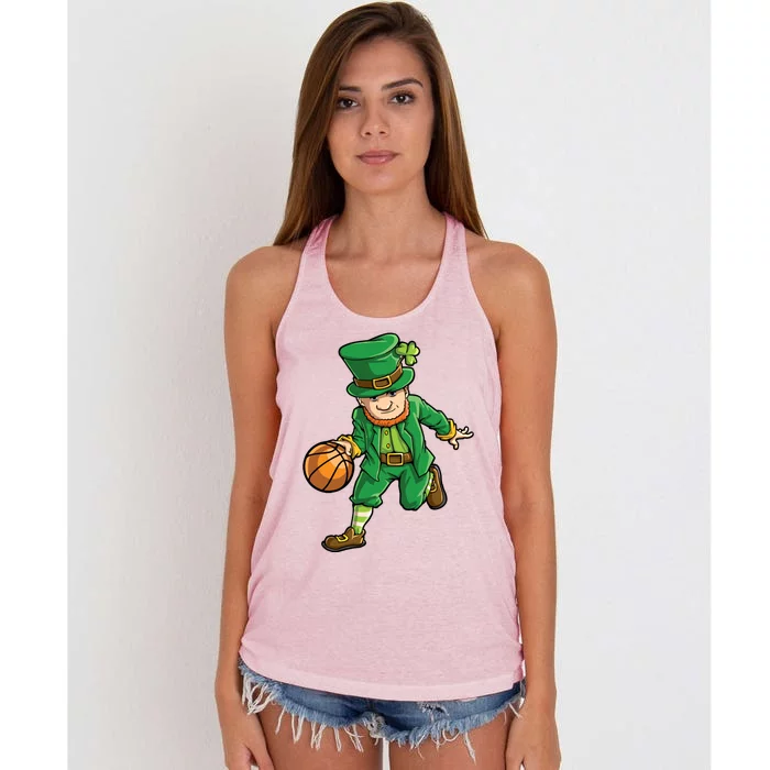 Basketball Leprechaun St Patricks Day Sports Funny Gift Women's Knotted Racerback Tank