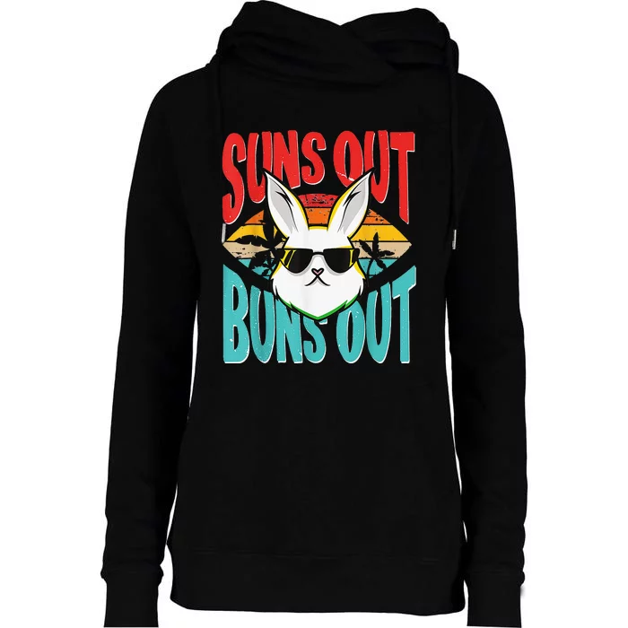 Bunny Lover Suns Out Buns Out Womens Funnel Neck Pullover Hood