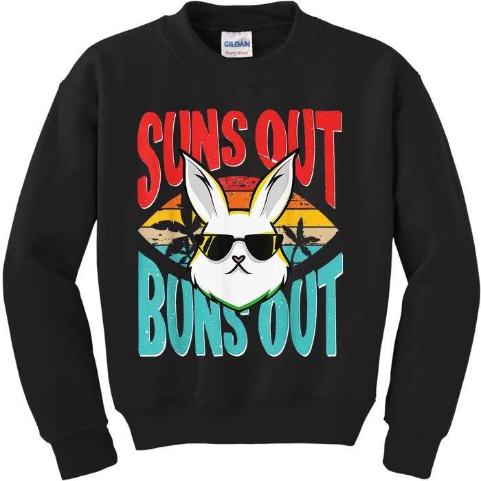 Bunny Lover Suns Out Buns Out Kids Sweatshirt