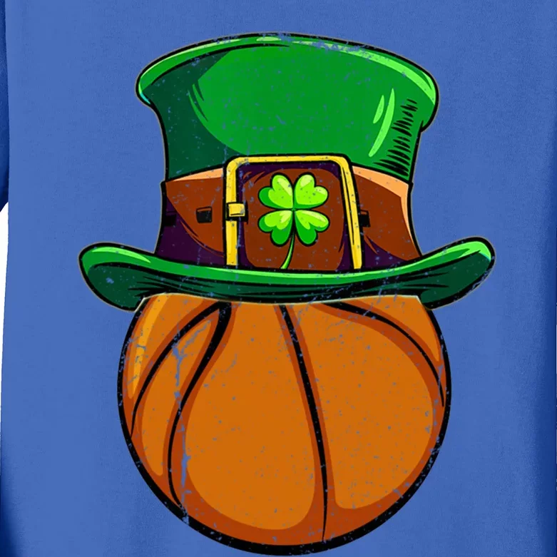 Basketball Leprechaun Shamrock Irish St Patricks Day Gift Kids Long Sleeve Shirt