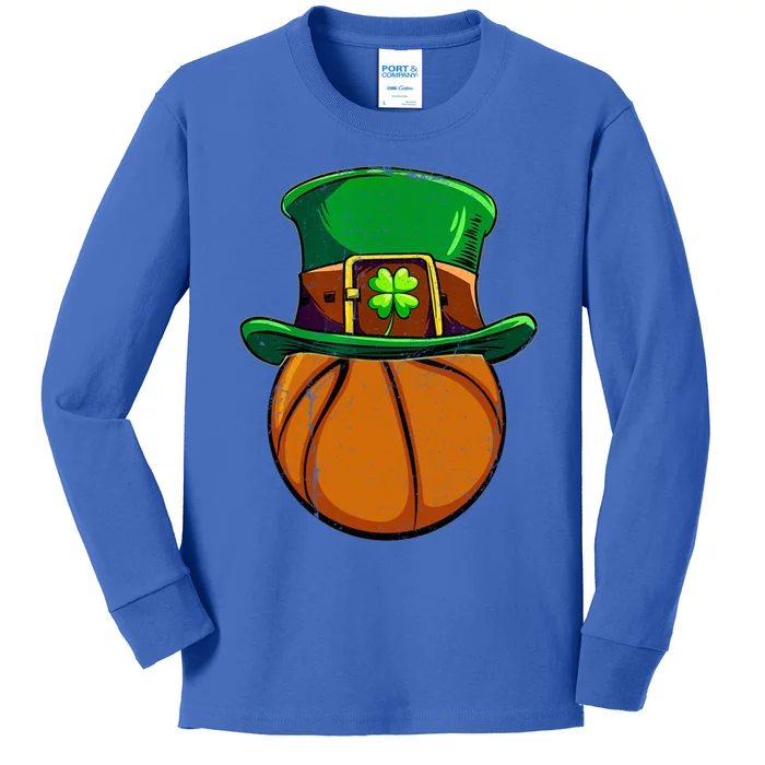 Basketball Leprechaun Shamrock Irish St Patricks Day Gift Kids Long Sleeve Shirt