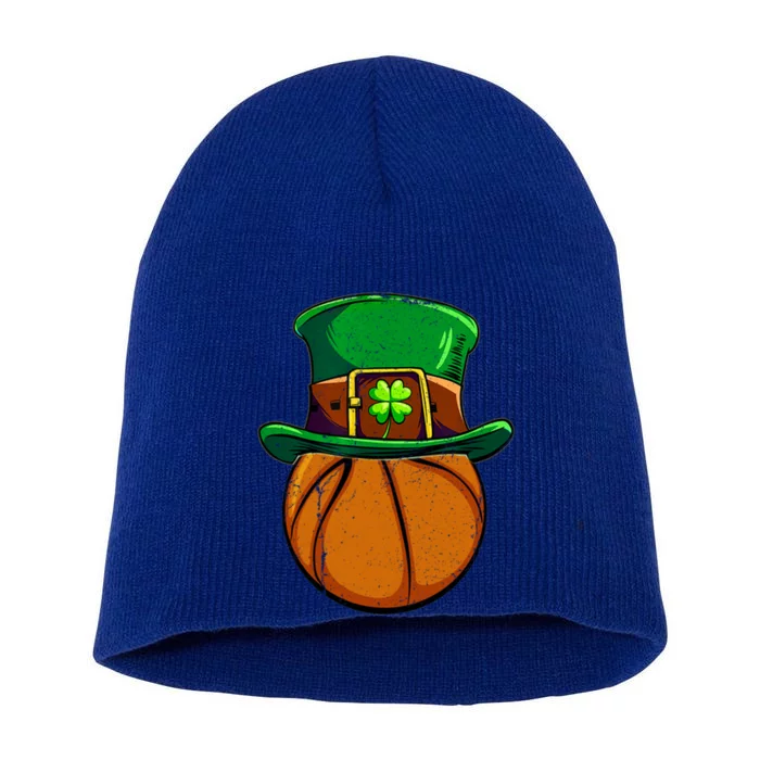 Basketball Leprechaun Shamrock Irish St Patricks Day Gift Short Acrylic Beanie