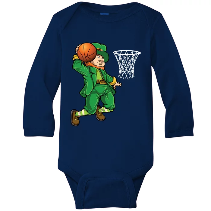 Basketball Leprechaun St Patricks Day Sports Meaningful Gift Baby Long Sleeve Bodysuit