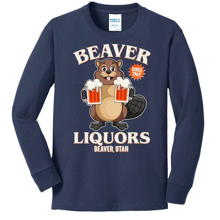 Beaver Liquors Since 1969 Beaver Utah Kids Long Sleeve Shirt