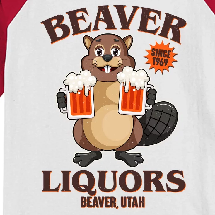 Beaver Liquors Since 1969 Beaver Utah Kids Colorblock Raglan Jersey