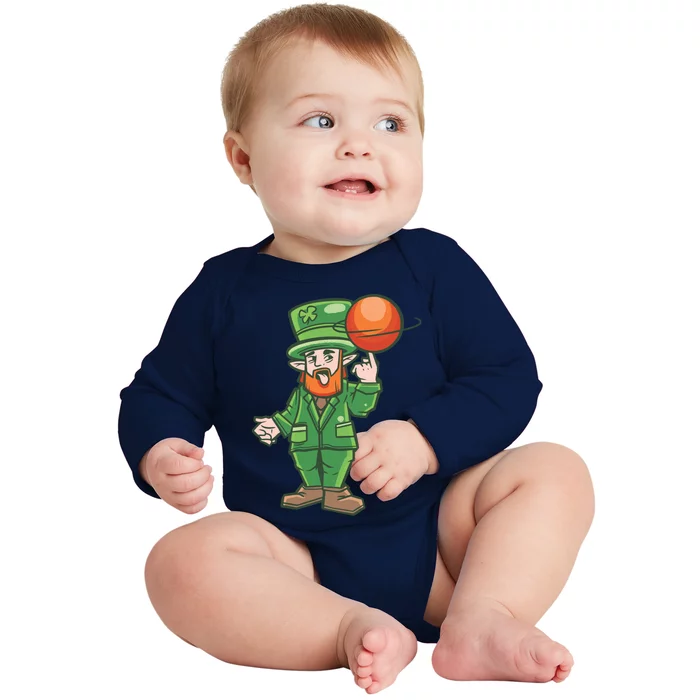 Basketball Leprechaun St Patrick's Day Irish Cool Gift Baby Long Sleeve Bodysuit