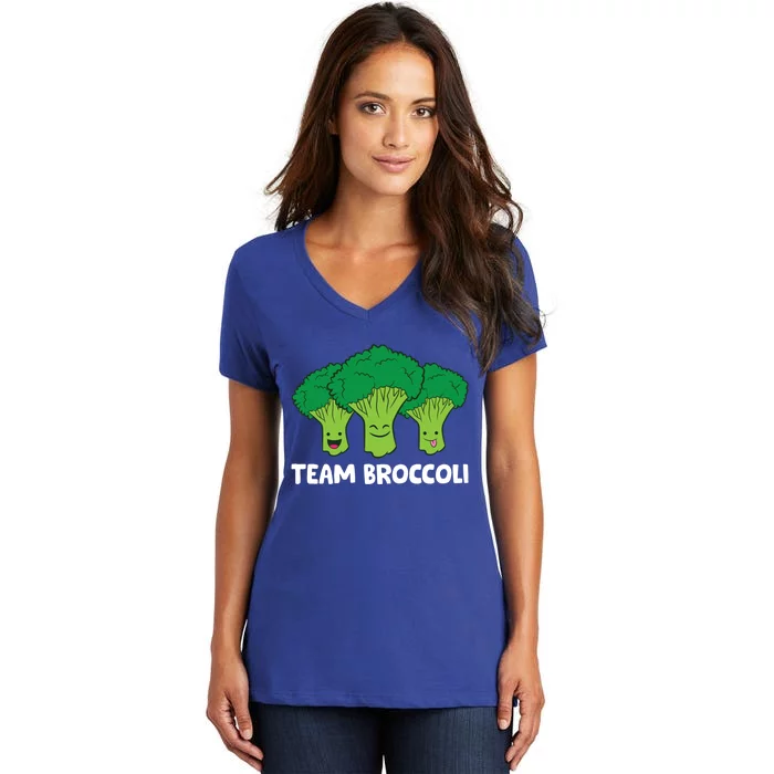 Broccoli Lover Team Broccoli Vegan Vegetarian Broccoli Funny Gift Women's V-Neck T-Shirt