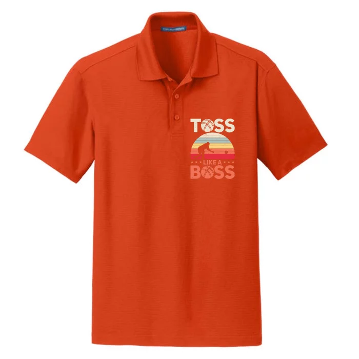 Bocce Legend Toss Like A Boss Funny Bocce Ball Cute Gift Dry Zone Grid Performance Polo