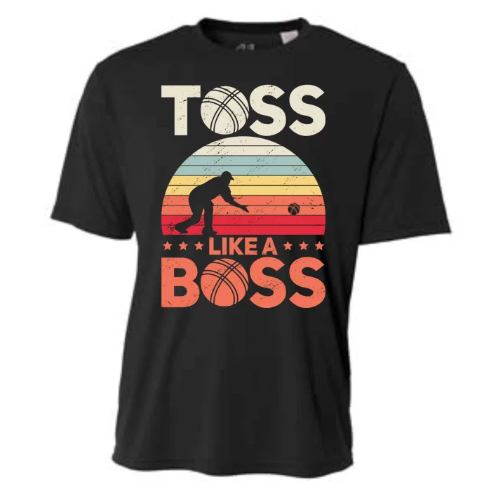 Bocce Legend Toss Like A Boss Funny Bocce Ball Cute Gift Cooling Performance Crew T-Shirt