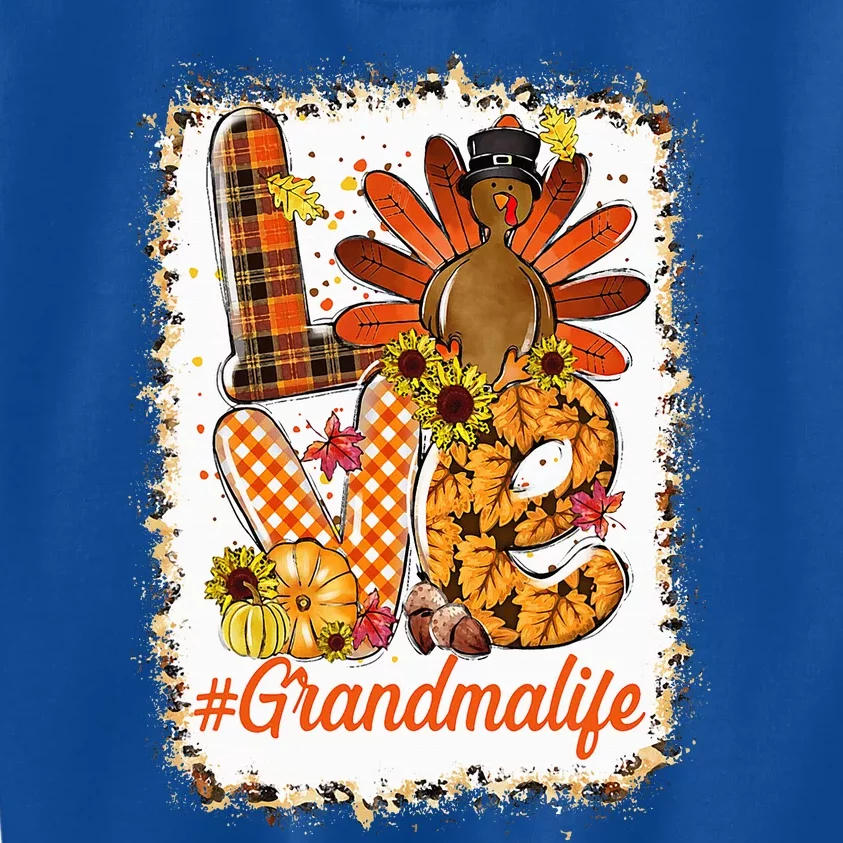 Bleached Love Turkey Grandma Life Thanksgiving Fall Autumn Kids Sweatshirt