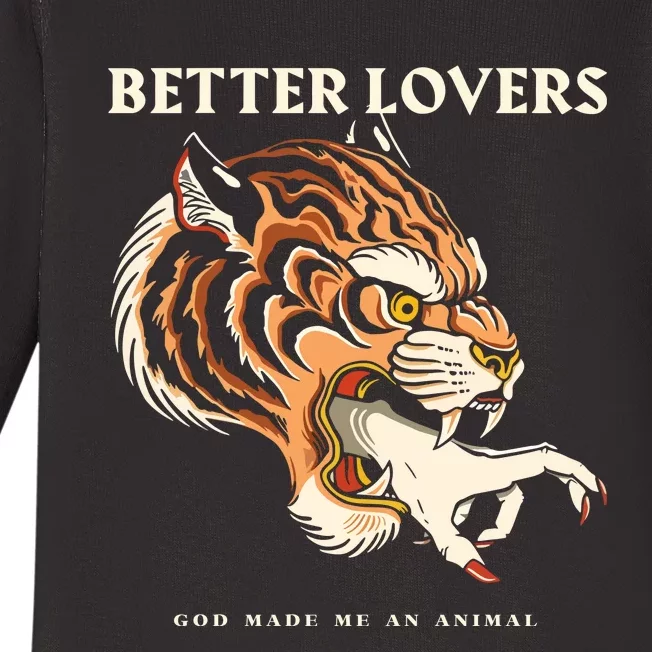 Better Lovers Tiger Hand God Made Me An Animal Baby Long Sleeve Bodysuit