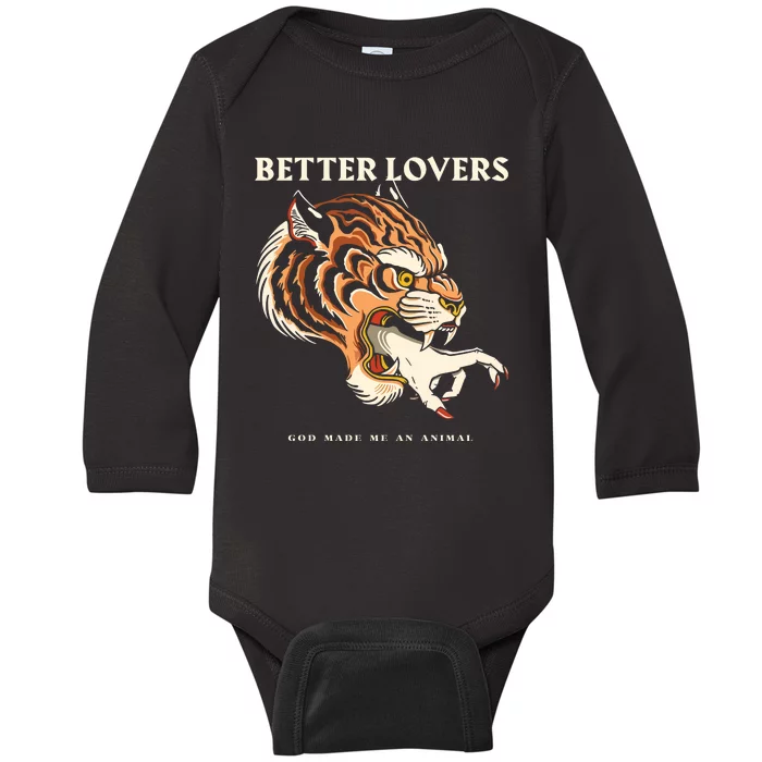 Better Lovers Tiger Hand God Made Me An Animal Baby Long Sleeve Bodysuit