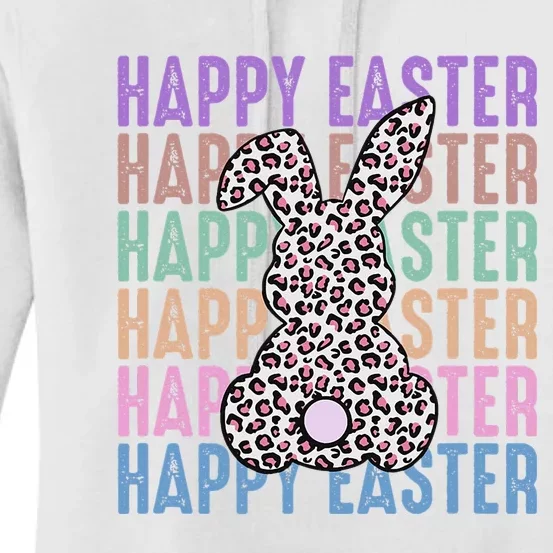 Bunny Leopard Teacher School Happy Easter Women's Pullover Hoodie