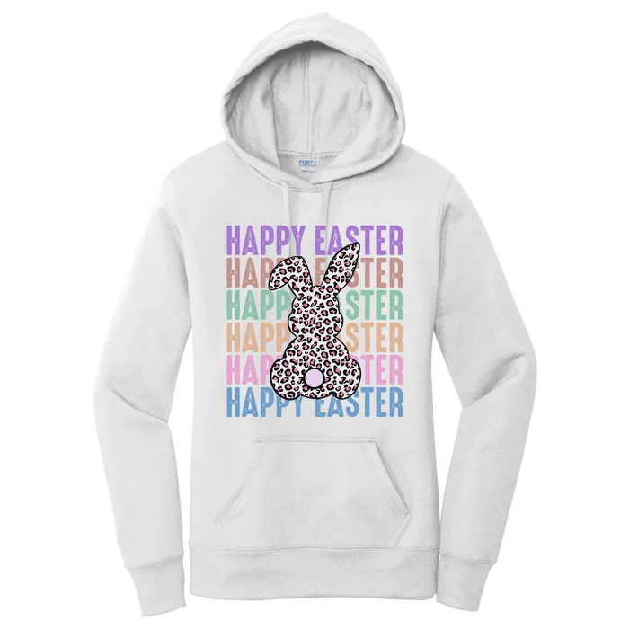 Bunny Leopard Teacher School Happy Easter Women's Pullover Hoodie