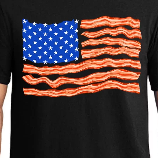 Bacon Lover Tee, Meat Lover Design, Funny USA Flag Pajama Set