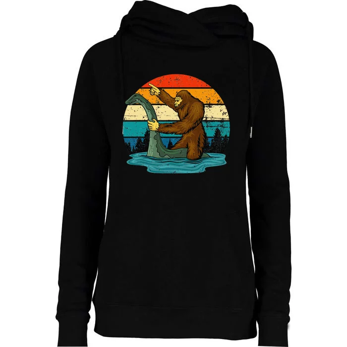 Bigfoot Lover Tee Retro Mythical Creatures Womens Funnel Neck Pullover Hood